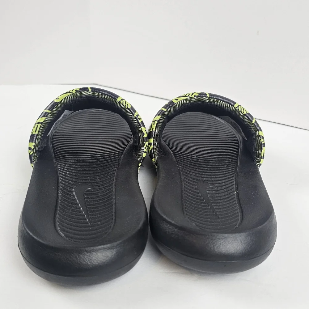 Nike Victori One Black/Neon Green Volt Logo Print Sport Slides Size 8‎ Lounge